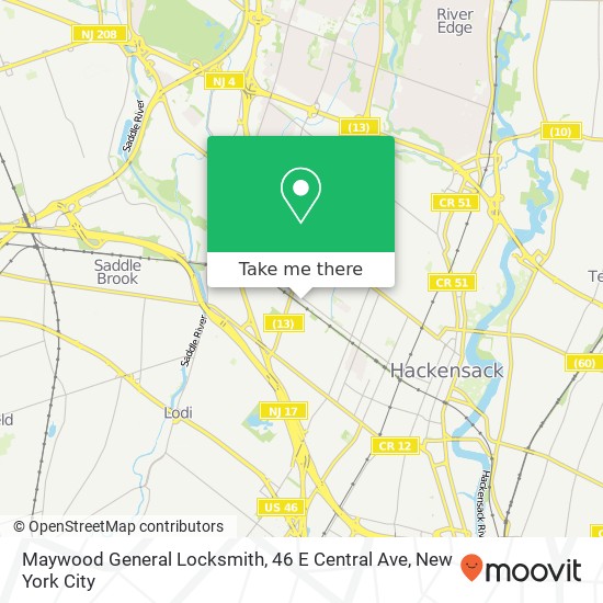 Mapa de Maywood General Locksmith, 46 E Central Ave
