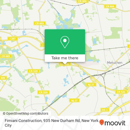 Mapa de Fimiani Construction, 935 New Durham Rd