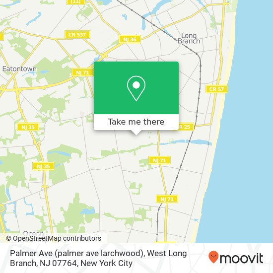 Mapa de Palmer Ave (palmer ave larchwood), West Long Branch, NJ 07764