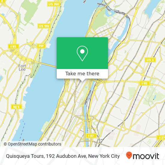 Mapa de Quisqueya Tours, 192 Audubon Ave