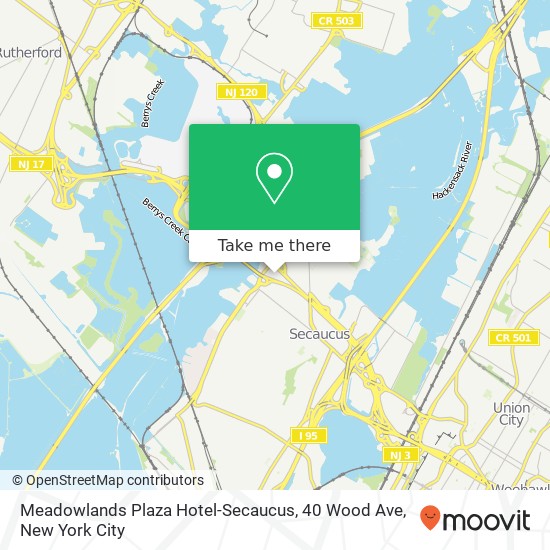 Meadowlands Plaza Hotel-Secaucus, 40 Wood Ave map