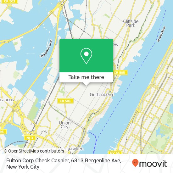Mapa de Fulton Corp Check Cashier, 6813 Bergenline Ave