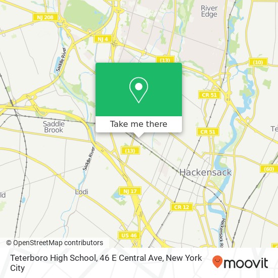 Teterboro High School, 46 E Central Ave map