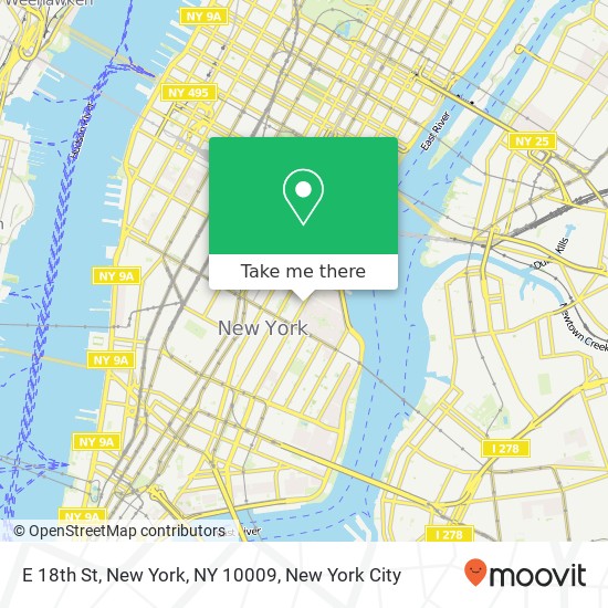Mapa de E 18th St, New York, NY 10009