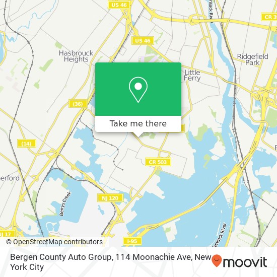Bergen County Auto Group, 114 Moonachie Ave map