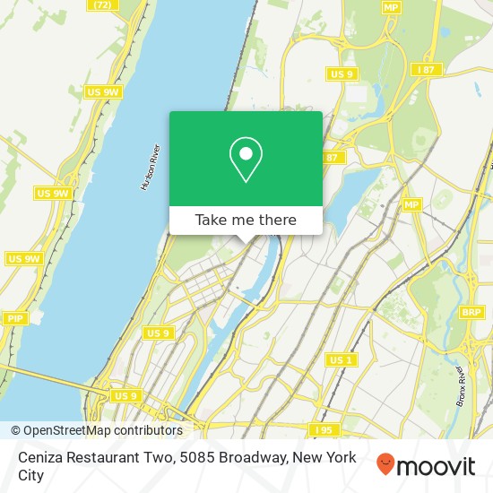 Mapa de Ceniza Restaurant Two, 5085 Broadway