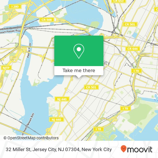 Mapa de 32 Miller St, Jersey City, NJ 07304