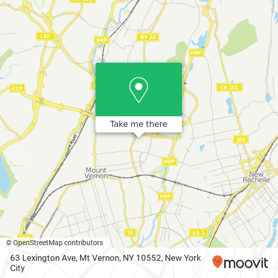 Mapa de 63 Lexington Ave, Mt Vernon, NY 10552