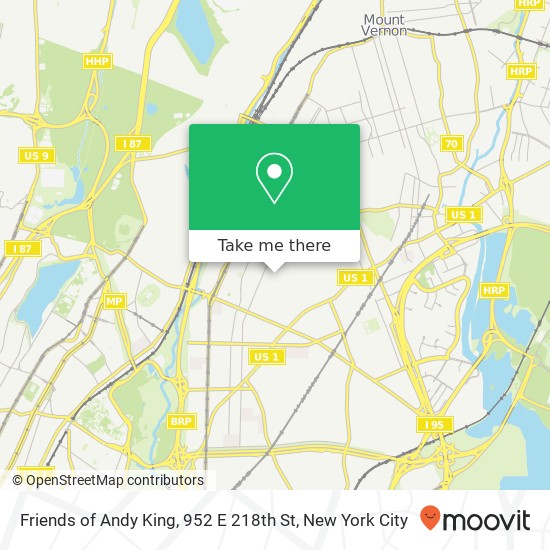 Mapa de Friends of Andy King, 952 E 218th St