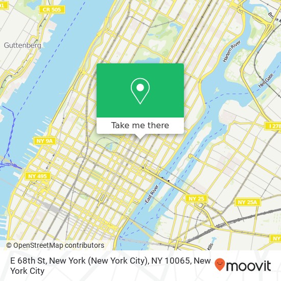 Mapa de E 68th St, New York (New York City), NY 10065