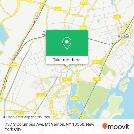 Mapa de 737 S Columbus Ave, Mt Vernon, NY 10550
