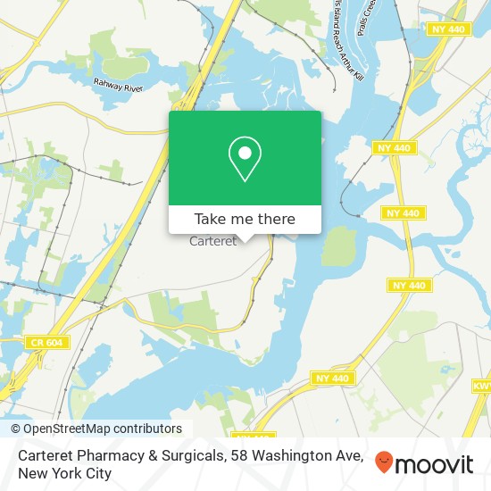 Mapa de Carteret Pharmacy & Surgicals, 58 Washington Ave