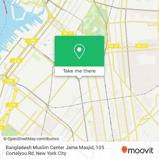 Mapa de Bangladesh Muslim Center Jame Masjid, 105 Cortelyou Rd