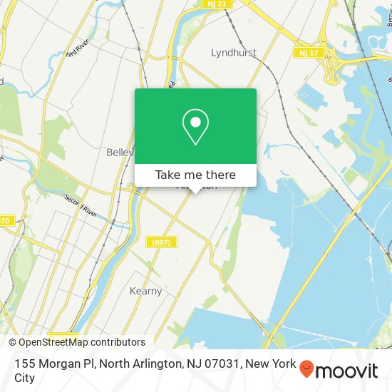 Mapa de 155 Morgan Pl, North Arlington, NJ 07031