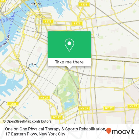 One on One Physical Therapy & Sports Rehabilitation, 17 Eastern Pkwy map