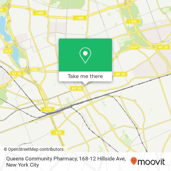 Mapa de Queens Community Pharmacy, 168-12 Hillside Ave