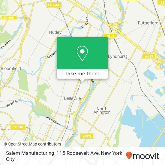 Mapa de Salem Manufacturing, 115 Roosevelt Ave