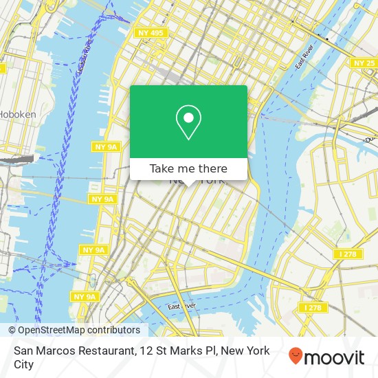 Mapa de San Marcos Restaurant, 12 St Marks Pl