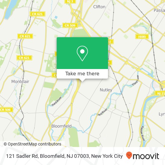 Mapa de 121 Sadler Rd, Bloomfield, NJ 07003