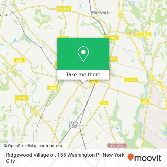 Mapa de Ridgewood Village of, 155 Washington Pl