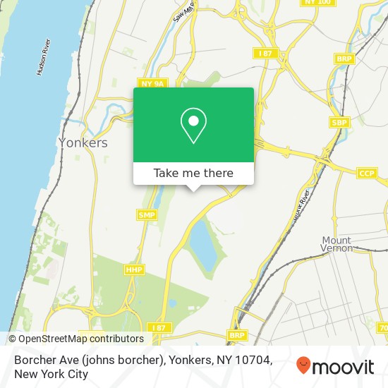 Mapa de Borcher Ave (johns borcher), Yonkers, NY 10704