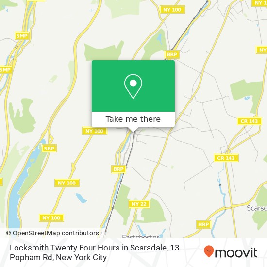 Mapa de Locksmith Twenty Four Hours in Scarsdale, 13 Popham Rd