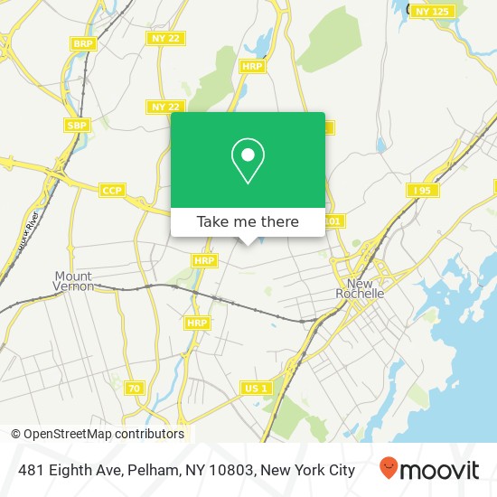 Mapa de 481 Eighth Ave, Pelham, NY 10803