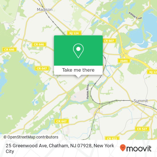 Mapa de 25 Greenwood Ave, Chatham, NJ 07928