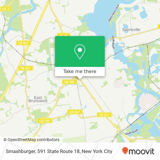 Mapa de Smashburger, 591 State Route 18