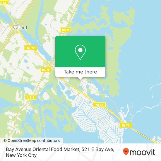 Mapa de Bay Avenue Oriental Food Market, 521 E Bay Ave