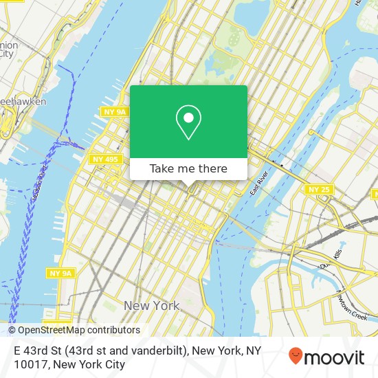 Mapa de E 43rd St (43rd st and vanderbilt), New York, NY 10017