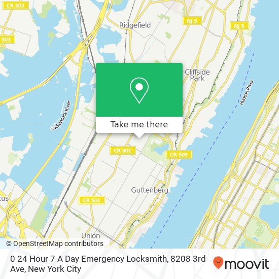 Mapa de 0 24 Hour 7 A Day Emergency Locksmith, 8208 3rd Ave