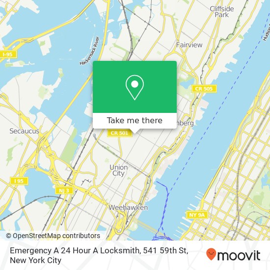 Mapa de Emergency A 24 Hour A Locksmith, 541 59th St