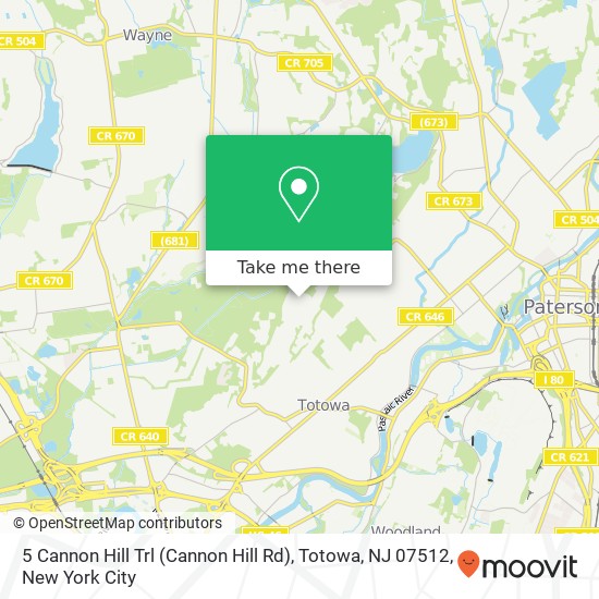 Mapa de 5 Cannon Hill Trl (Cannon Hill Rd), Totowa, NJ 07512