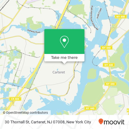 Mapa de 30 Thornall St, Carteret, NJ 07008