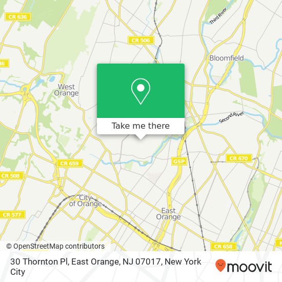 30 Thornton Pl, East Orange, NJ 07017 map