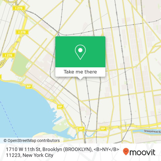 Mapa de 1710 W 11th St, Brooklyn (BROOKLYN), <B>NY< / B> 11223