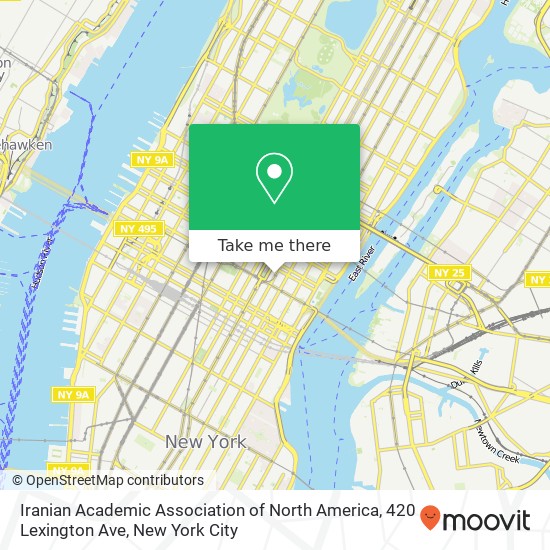 Mapa de Iranian Academic Association of North America, 420 Lexington Ave