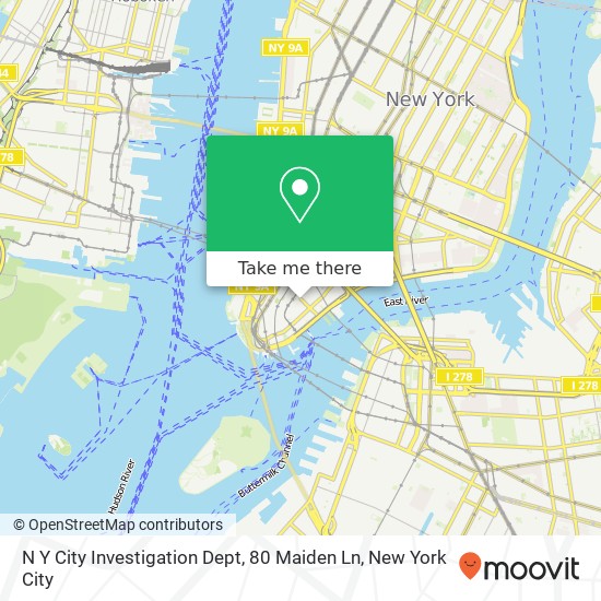 N Y City Investigation Dept, 80 Maiden Ln map
