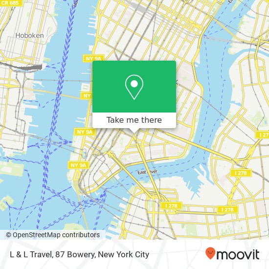 Mapa de L & L Travel, 87 Bowery