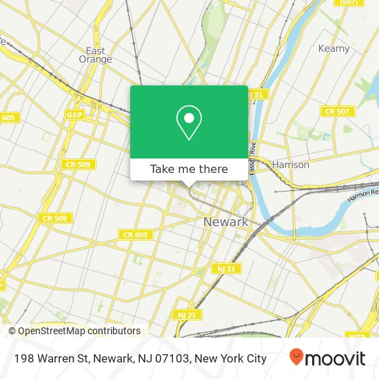 Mapa de 198 Warren St, Newark, NJ 07103