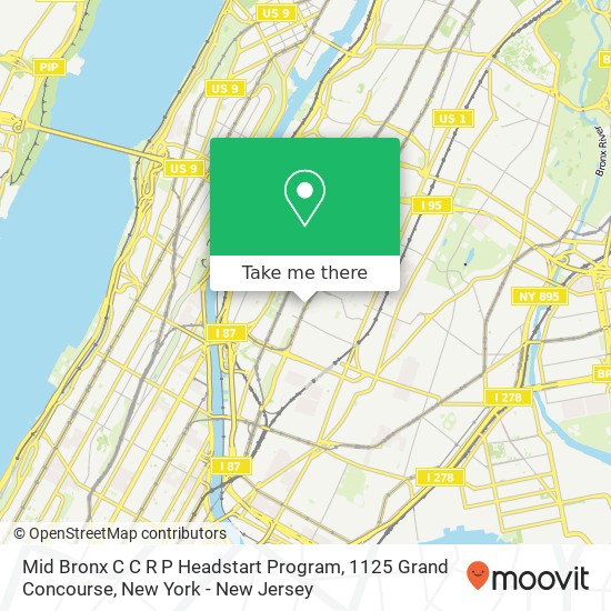 Mid Bronx C C R P Headstart Program, 1125 Grand Concourse map