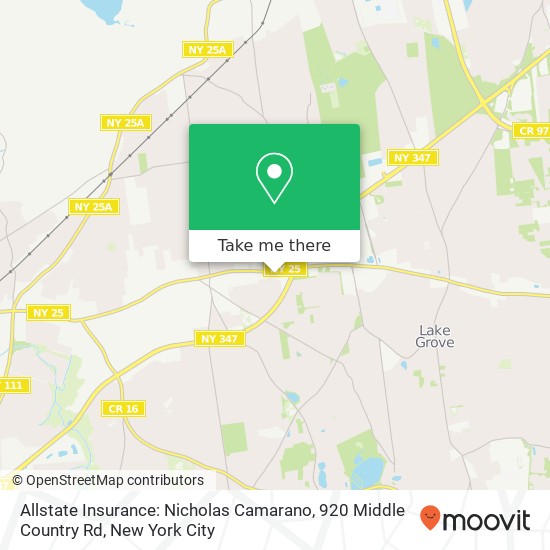 Mapa de Allstate Insurance: Nicholas Camarano, 920 Middle Country Rd