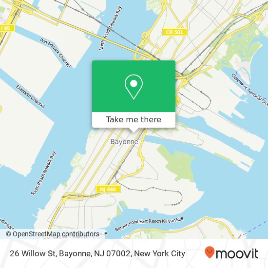 Mapa de 26 Willow St, Bayonne, NJ 07002