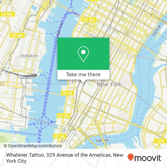 Mapa de Whatever Tattoo, 329 Avenue of the Americas