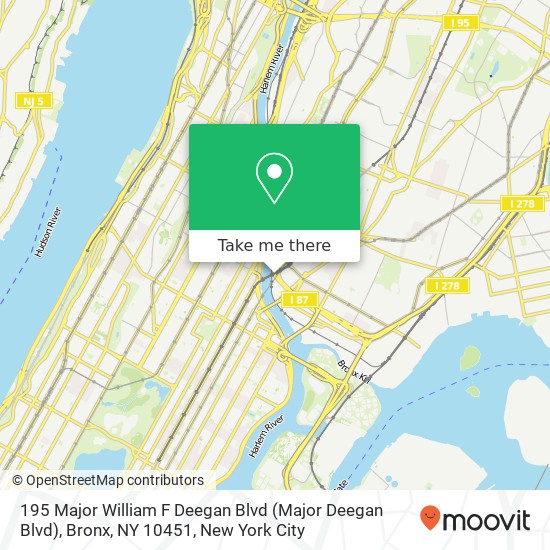 195 Major William F Deegan Blvd (Major Deegan Blvd), Bronx, NY 10451 map