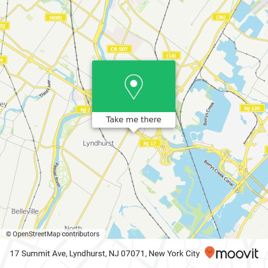 Mapa de 17 Summit Ave, Lyndhurst, NJ 07071