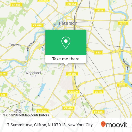 Mapa de 17 Summit Ave, Clifton, NJ 07013