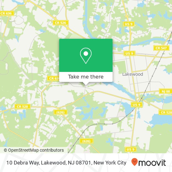 Mapa de 10 Debra Way, Lakewood, NJ 08701