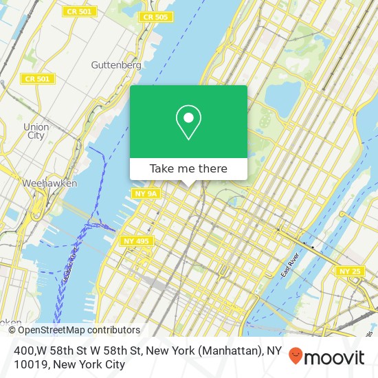 Mapa de 400,W 58th St W 58th St, New York (Manhattan), NY 10019